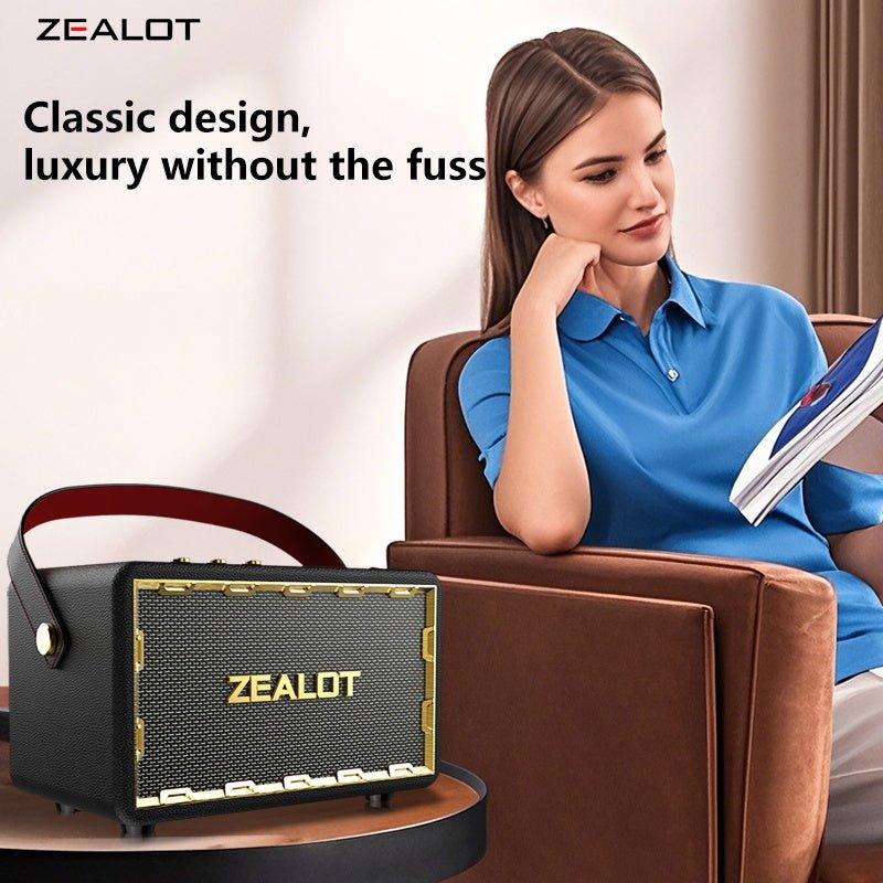 ZEALOT MT01 Portable Bluetooth Speaker - Bluetooth Speaker - Stereo Sound Deep Bass Subwoofer Waterproof - Black