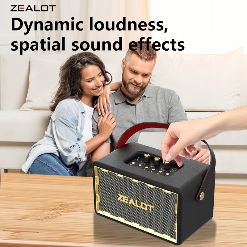 ZEALOT MT01 Portable Bluetooth Speaker - Bluetooth Speaker - Stereo Sound Deep Bass Subwoofer Waterproof - Black