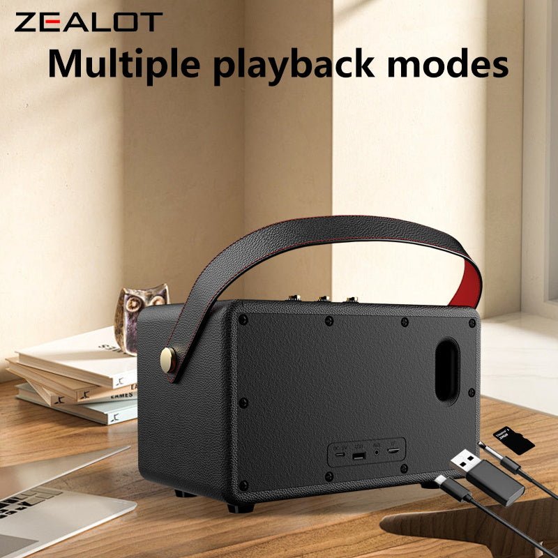 ZEALOT MT01 Portable Bluetooth Speaker - Bluetooth Speaker - Stereo Sound Deep Bass Subwoofer Waterproof - Black