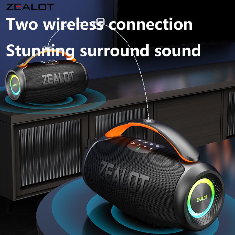 ZEALOT P11 Portable Bluetooth Speaker - Bluetooth Speaker - Stereo Sound Deep Bass Subwoofer Waterproof - Black