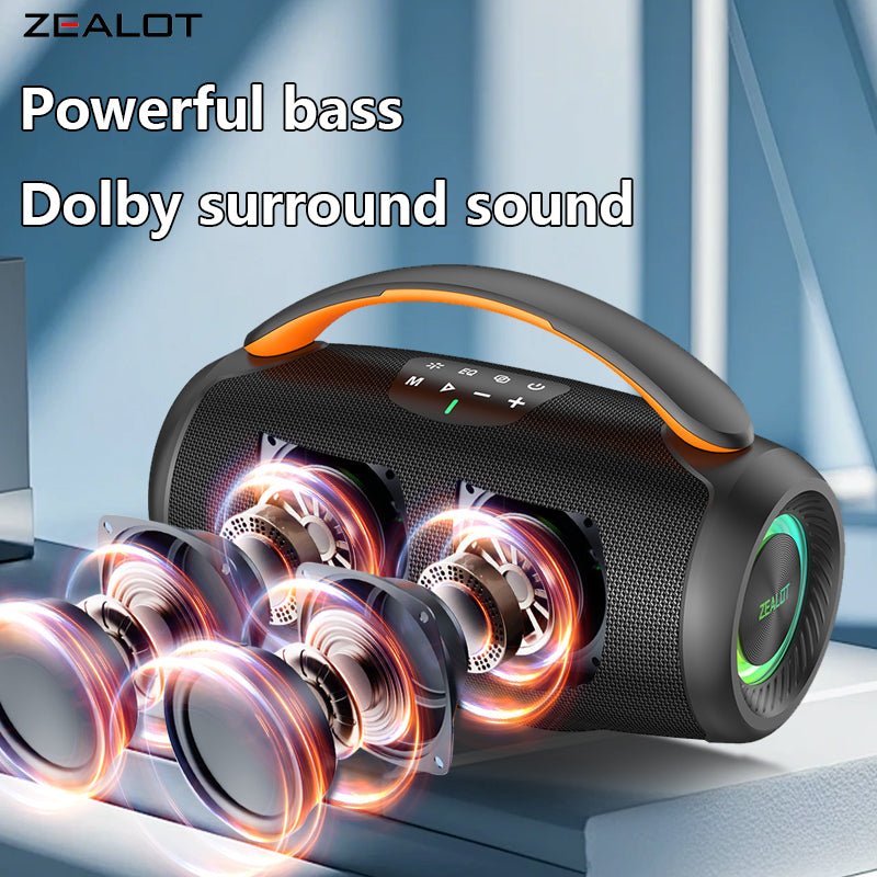 ZEALOT P11 Portable Bluetooth Speaker - Bluetooth Speaker - Stereo Sound Deep Bass Subwoofer Waterproof - Black