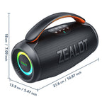 ZEALOT P11 Portable Bluetooth Speaker - Bluetooth Speaker - Stereo Sound Deep Bass Subwoofer Waterproof - Black