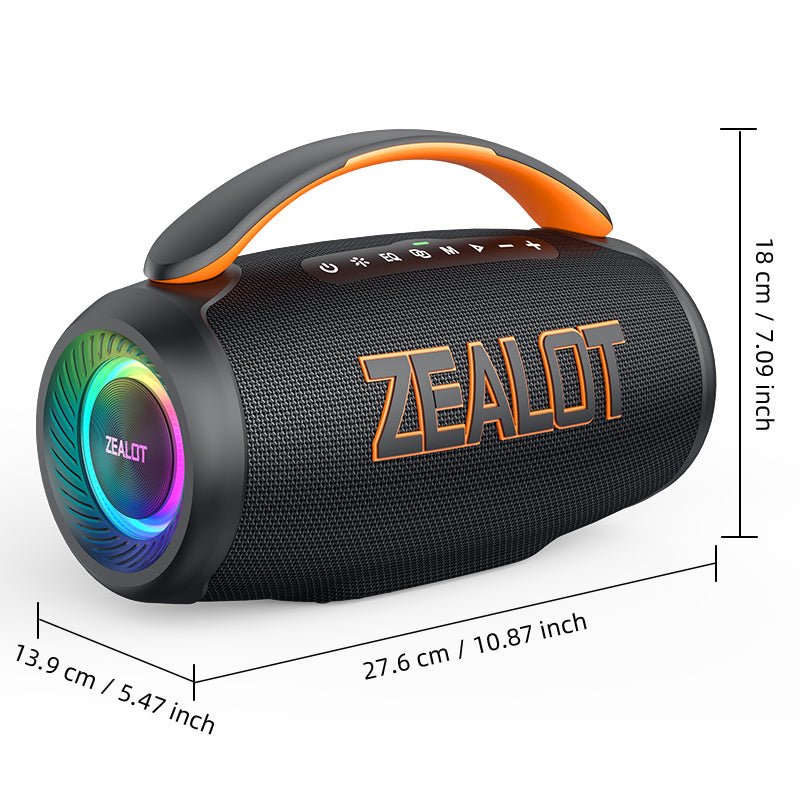 ZEALOT P12 Portable Bluetooth Speaker - Bluetooth Speaker - Stereo Sound Deep Bass Subwoofer Waterproof - Black