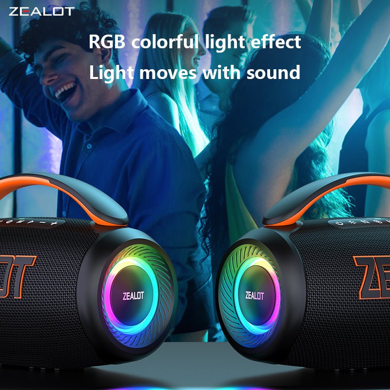ZEALOT P12 Portable Bluetooth Speaker - Bluetooth Speaker - Stereo Sound Deep Bass Subwoofer Waterproof - Black