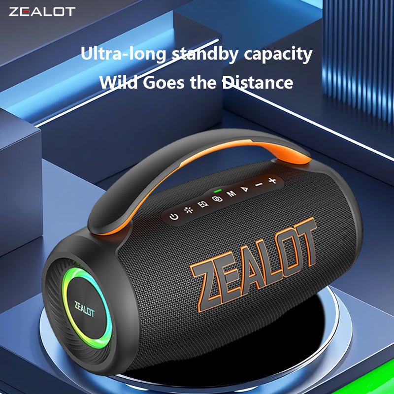 ZEALOT P12 Portable Bluetooth Speaker - Bluetooth Speaker - Stereo Sound Deep Bass Subwoofer Waterproof - Black