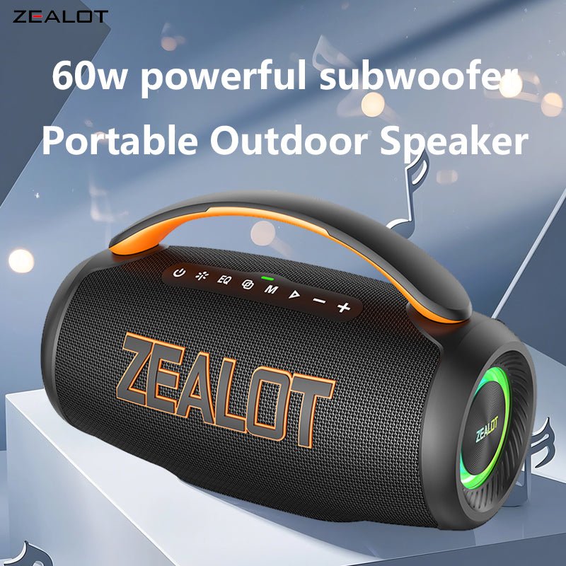 ZEALOT P12 Portable Bluetooth Speaker - Bluetooth Speaker - Stereo Sound Deep Bass Subwoofer Waterproof - Black