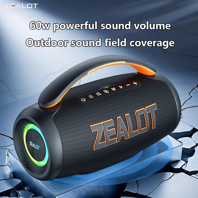 ZEALOT P12 Portable Bluetooth Speaker - Bluetooth Speaker - Stereo Sound Deep Bass Subwoofer Waterproof - Black