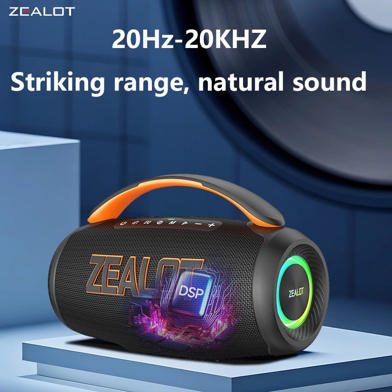 ZEALOT P12 Portable Bluetooth Speaker - Bluetooth Speaker - Stereo Sound Deep Bass Subwoofer Waterproof - Black