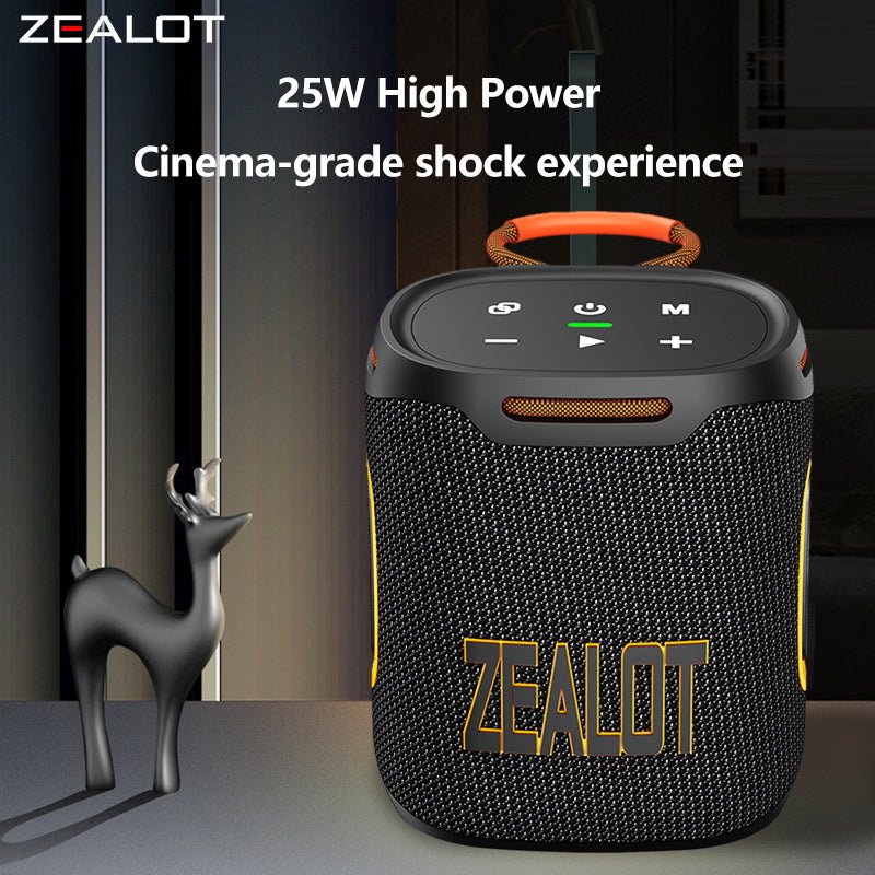 ZEALOT S122 Portable Bluetooth Speaker - Bluetooth Speaker - Stereo Sound Deep Bass Subwoofer Waterproof - Black
