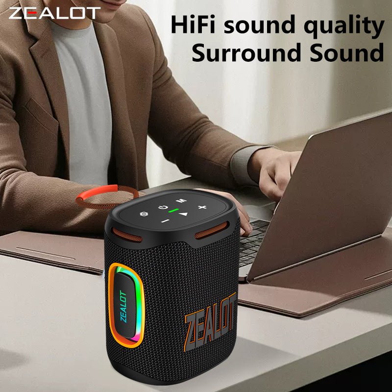ZEALOT S122 Portable Bluetooth Speaker - Bluetooth Speaker - Stereo Sound Deep Bass Subwoofer Waterproof - Black
