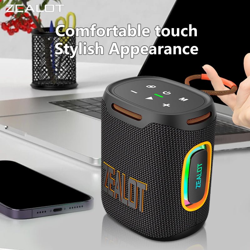 ZEALOT S122 Portable Bluetooth Speaker - Bluetooth Speaker - Stereo Sound Deep Bass Subwoofer Waterproof - Black