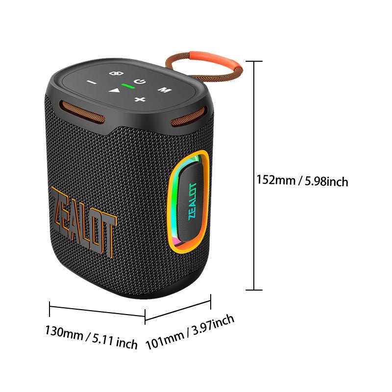 ZEALOT S122 Portable Bluetooth Speaker - Bluetooth Speaker - Stereo Sound Deep Bass Subwoofer Waterproof - Black