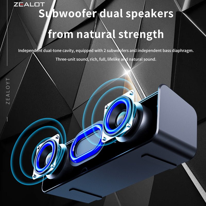 ZEALOT S31 Portable Bluetooth Speaker Black Main Image 02