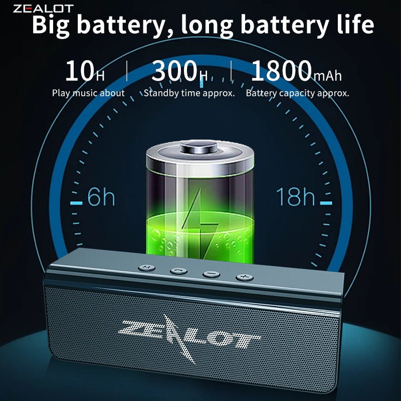 ZEALOT S31 Portable Bluetooth Speaker Black Main Image 03