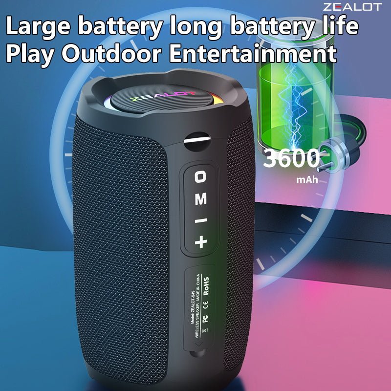 ZEALOT S49 Portable Bluetooth Speaker Black Main Image 07