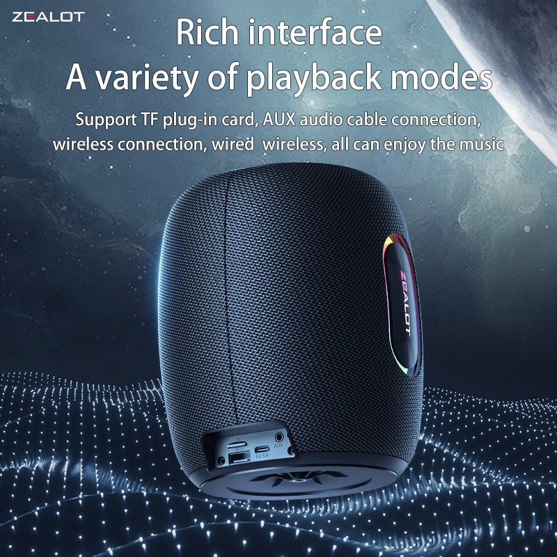 ZEALOT S64 Portable Bluetooth Speaker Black Main Image 09