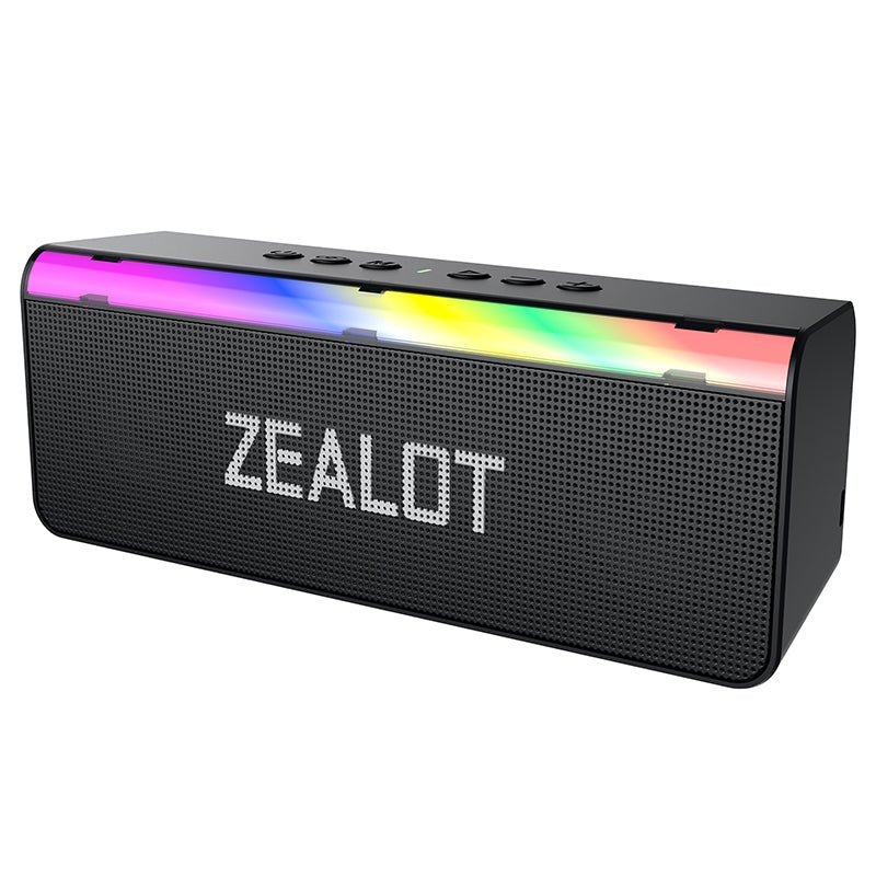 ZEALOT S72 Portable Bluetooth Speaker - Portable Wireless Speaker - Stereo Sound Deep Bass Subwoofer Waterproof - Black