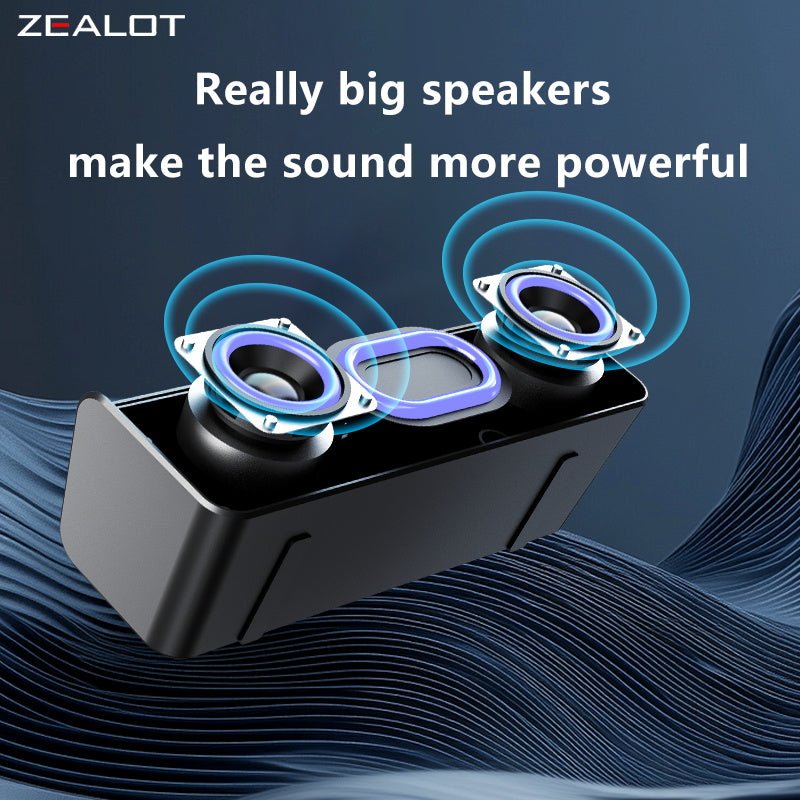 ZEALOT S72 Portable Bluetooth Speaker - Portable Wireless Speaker - Stereo Sound Deep Bass Subwoofer Waterproof - Black
