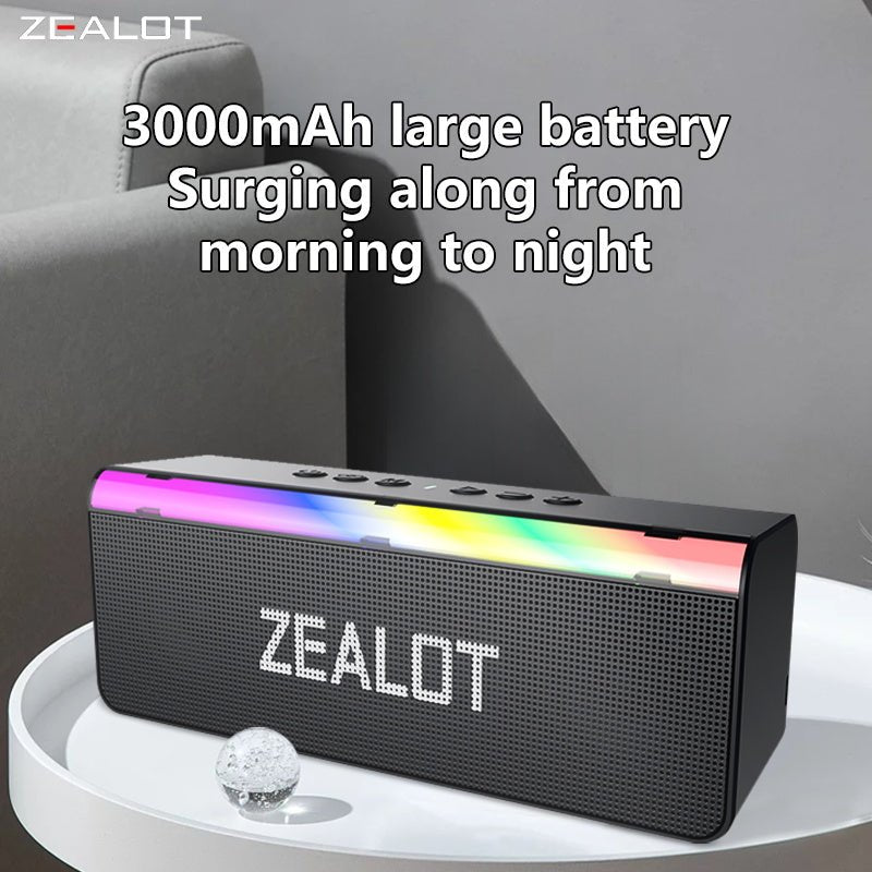 ZEALOT S72 Portable Bluetooth Speaker - Portable Wireless Speaker - Stereo Sound Deep Bass Subwoofer Waterproof - Black