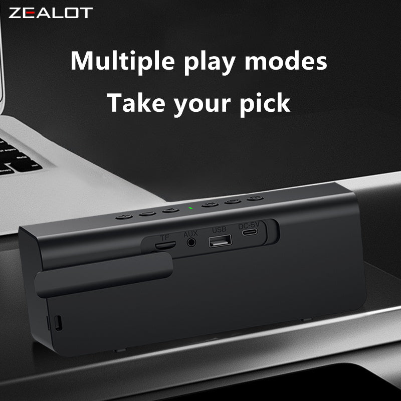 ZEALOT S72 Portable Bluetooth Speaker - Portable Wireless Speaker - Stereo Sound Deep Bass Subwoofer Waterproof - Black