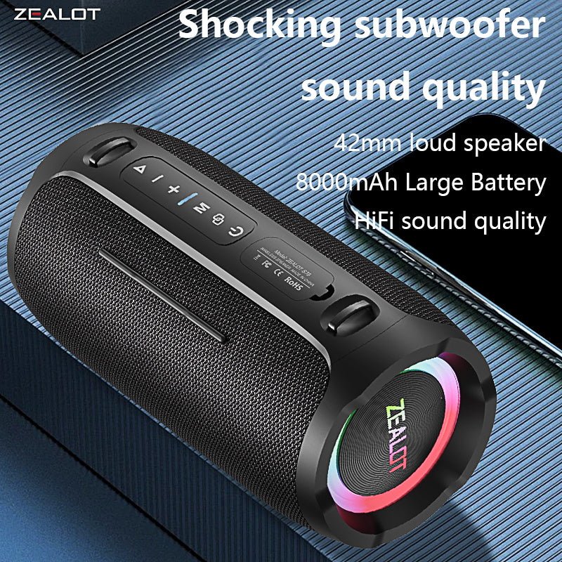 ZEALOT S76 Portable Bluetooth Speaker Black Main Image 09
