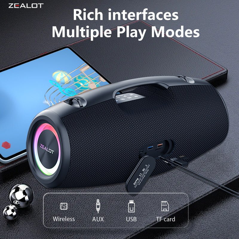 ZEALOT S78 Portable Bluetooth Speaker Black Main Image 09