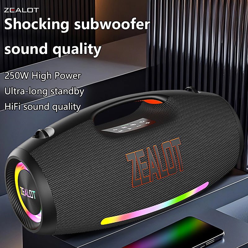 ZEALOT S89 Portable Bluetooth Speaker - Portable Wireless Speaker - Stereo Sound Deep Bass Subwoofer Waterproof - Black
