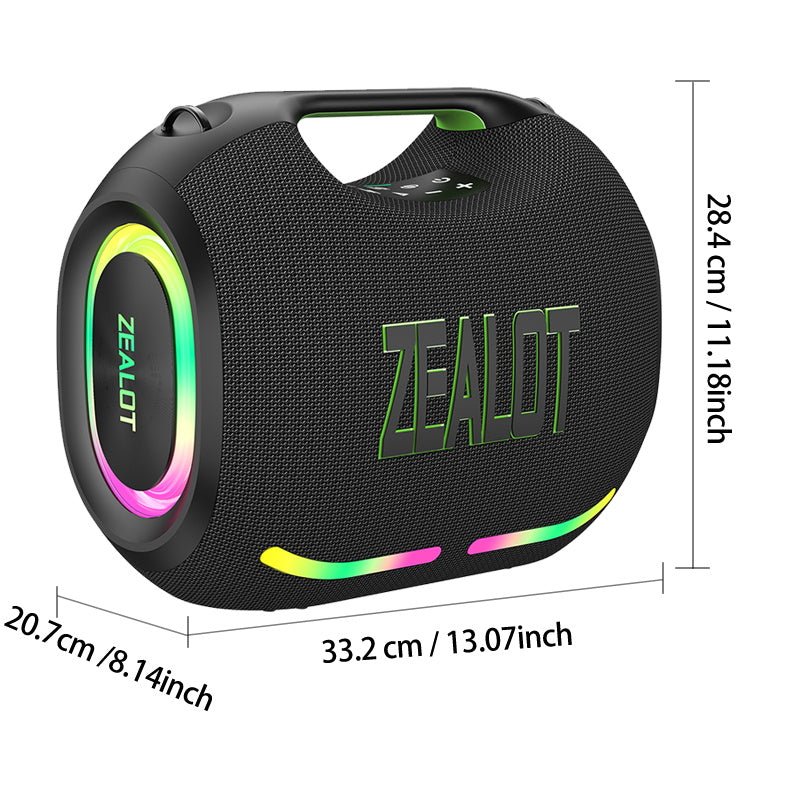 ZEALOT ZE01 Portable Bluetooth Speaker - Portable Wireless Speaker - Stereo Sound Deep Bass Subwoofer Waterproof - Black