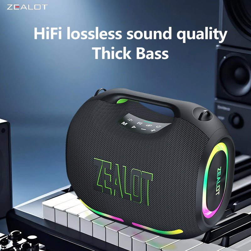 ZEALOT ZE01 Portable Bluetooth Speaker - Portable Wireless Speaker - Stereo Sound Deep Bass Subwoofer Waterproof - Black