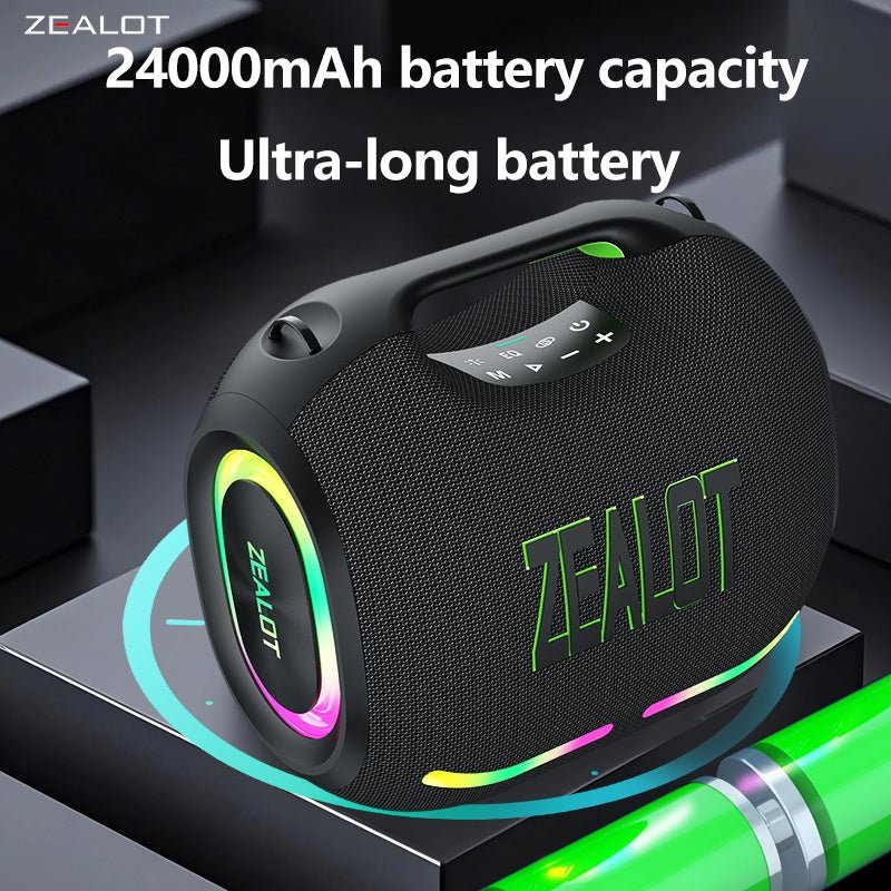 ZEALOT ZE01 Portable Bluetooth Speaker - Portable Wireless Speaker - Stereo Sound Deep Bass Subwoofer Waterproof - Black