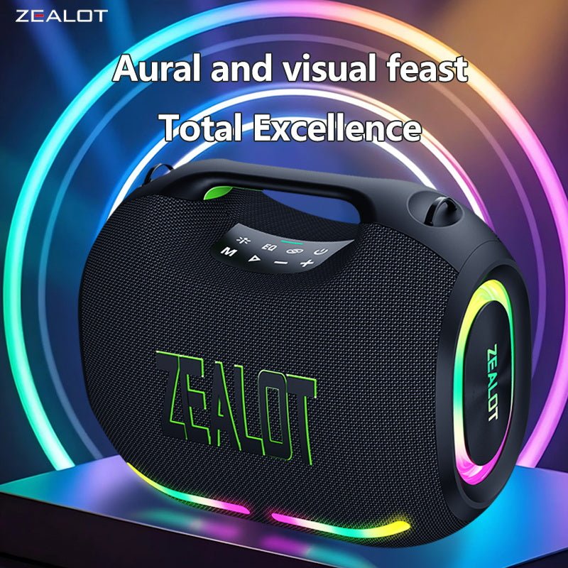 ZEALOT ZE01 Portable Bluetooth Speaker - Portable Wireless Speaker - Stereo Sound Deep Bass Subwoofer Waterproof - Black