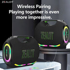 ZEALOT ZE01 Portable Bluetooth Speaker - Portable Wireless Speaker - Stereo Sound Deep Bass Subwoofer Waterproof - Black