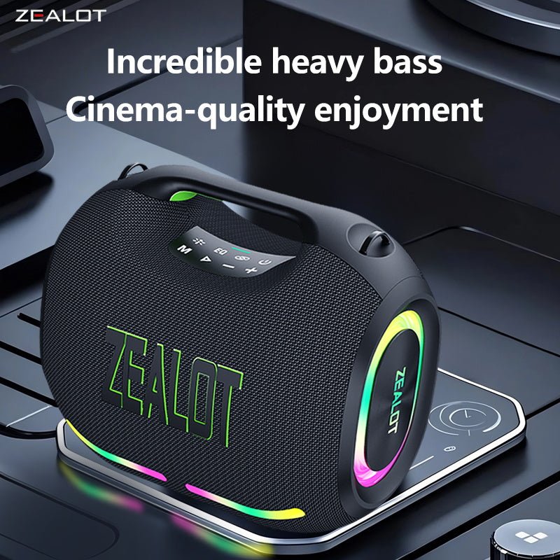 ZEALOT ZE01 Portable Bluetooth Speaker - Portable Wireless Speaker - Stereo Sound Deep Bass Subwoofer Waterproof - Black